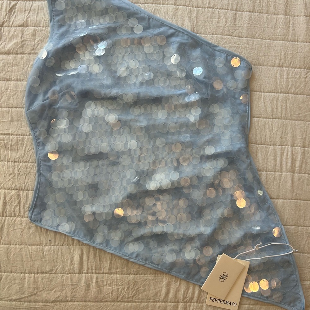 Peppermayo Iridescent Blue Sequin Top